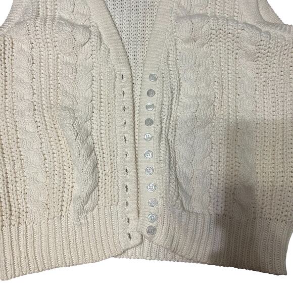 Vintage 80s Gerard Works Cream Button Up Sweater Vest Size Small - Picture 4 of 5